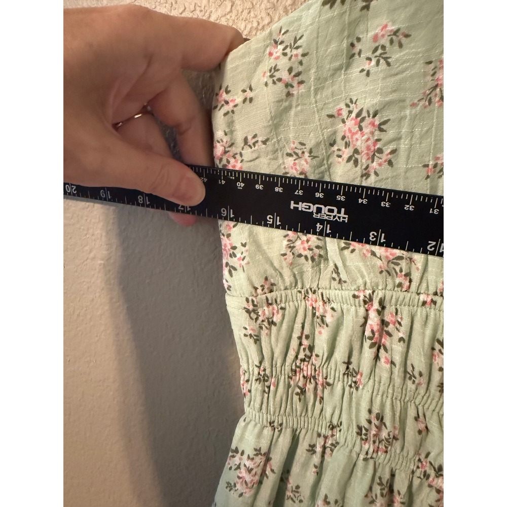 Derek Heart Womens XL Sage Green Floral Smocked Ruffle Strap Midi Dress NWT - Picture 5 of 7